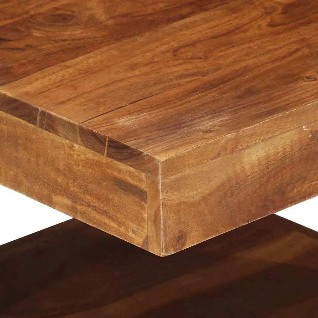 Coffee Table 45x45x40 cm Solid Acacia Wood with Storage Shelf Brown Accent