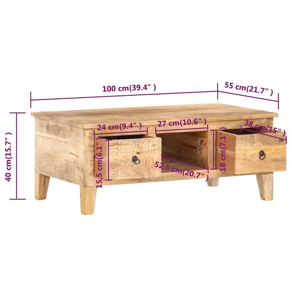 Coffee Table 100x55x40 cm with Drawers Storage Compartment Living Room Furniture