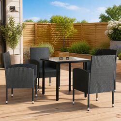 5 Piece Outdoor Dining Set with Steel Frame and Cushions