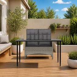 Garden Dining Set Specifications: 2-Piece Grey Rattan