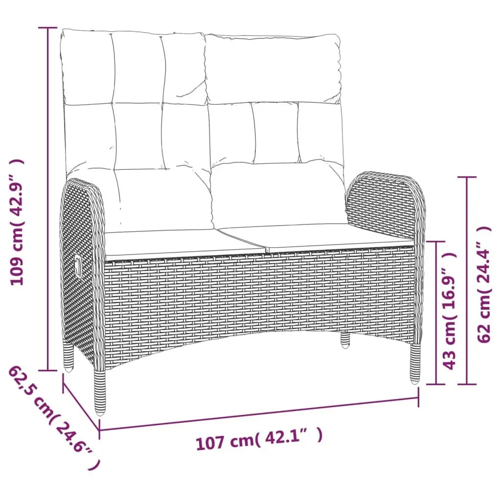 Garden Dining Set 2 Piece Outdoor Furniture Grey Poly Rattan Table Bench