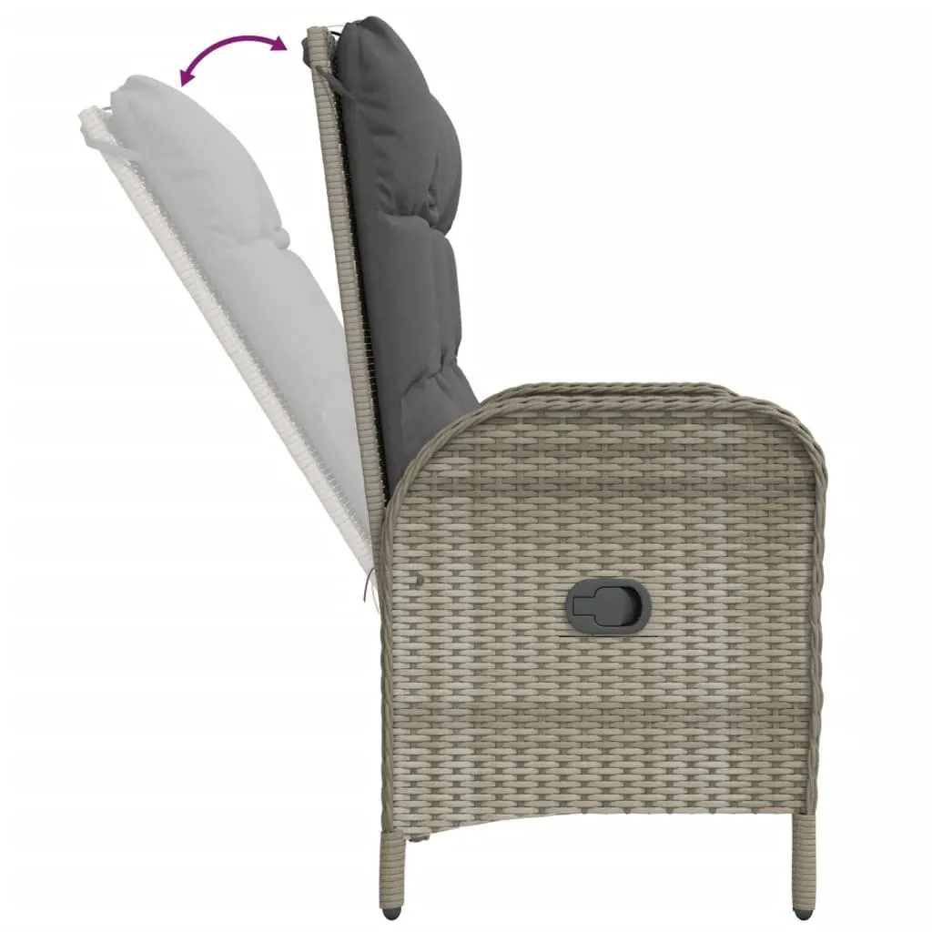Outdoor Furniture Set 4 Piece Grey Poly Rattan Garden Dining Table Bench Chairs