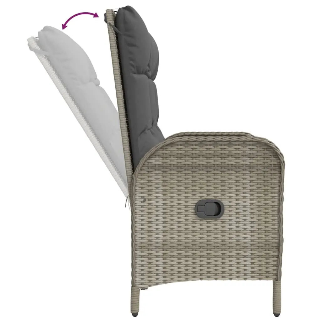Garden Dining Set 2 Piece Outdoor Use Grey Poly Rattan with Cushions