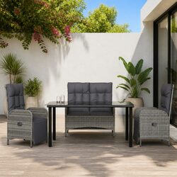 4 Piece Garden Dining Set – Specs, Grey Rattan & Cushions