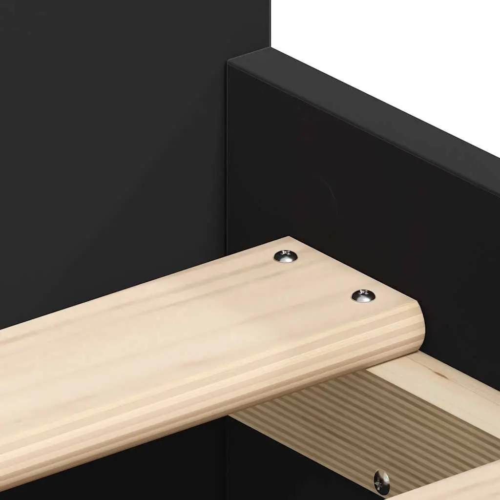 Bed Frame 90x190 cm Black for Bedroom with Drawers Storage Headboard Footboard