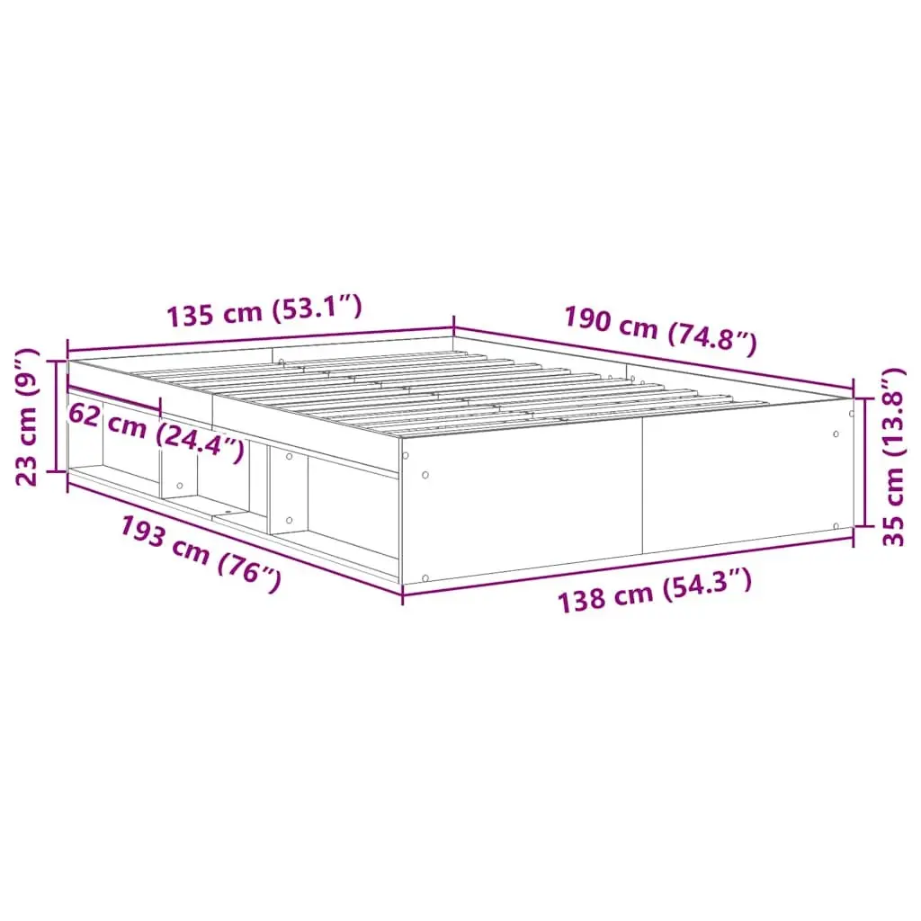 White Bed Frame 135x190 cm