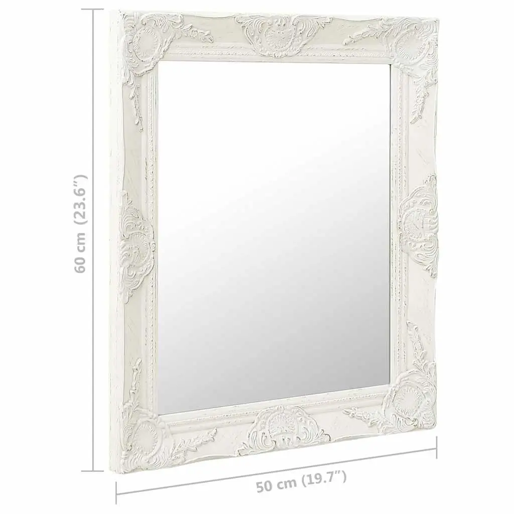 Baroque Wall Mirror 50x60 cm in White