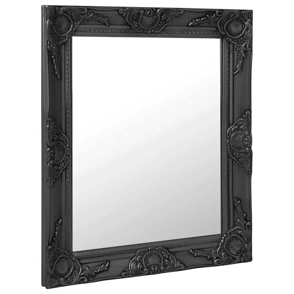 50x60 cm Wall Mirror with Baroque Style Black Frame
