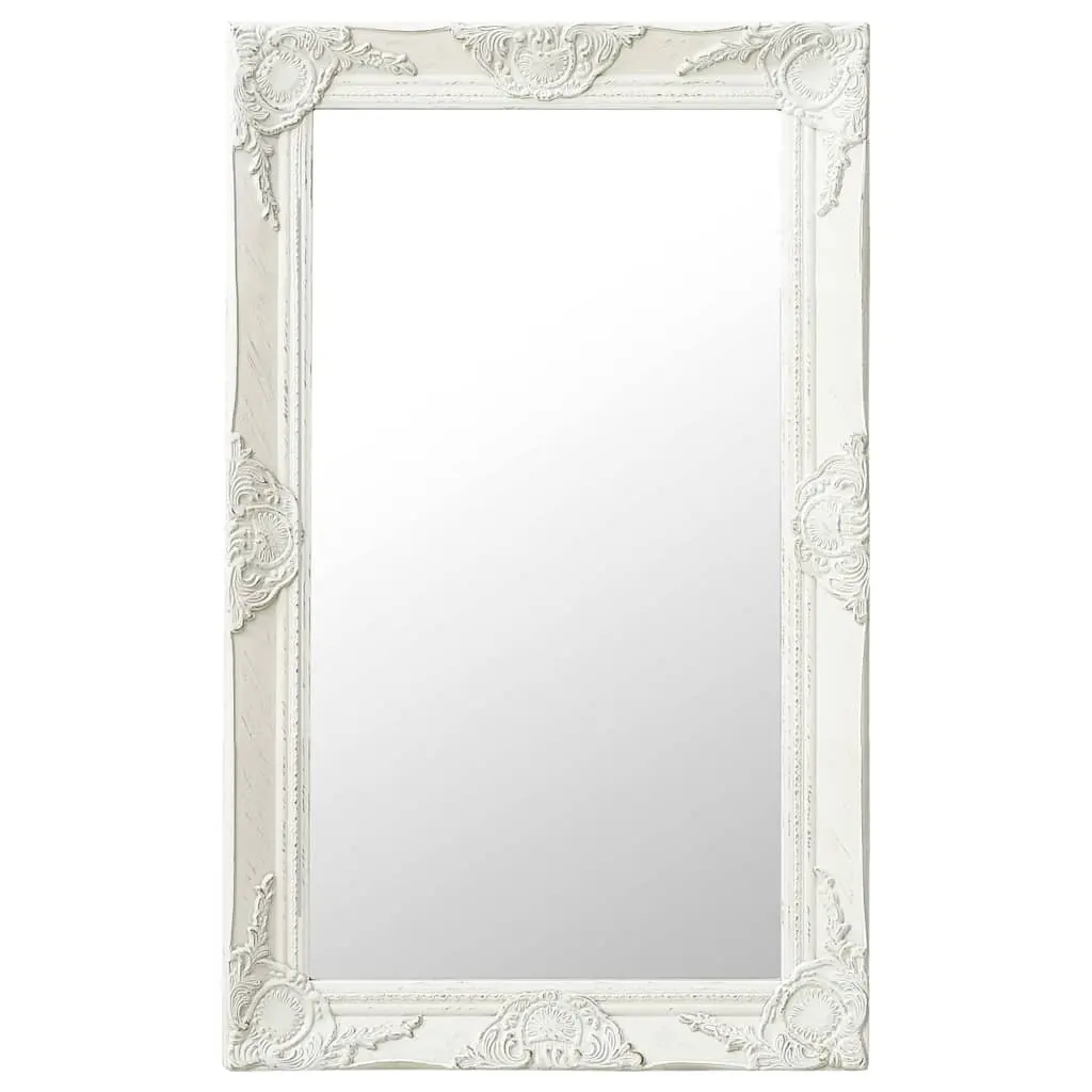 Wall Mirror Baroque Style White Ornate Frame Decorative Bevelled Edge Home Decor
