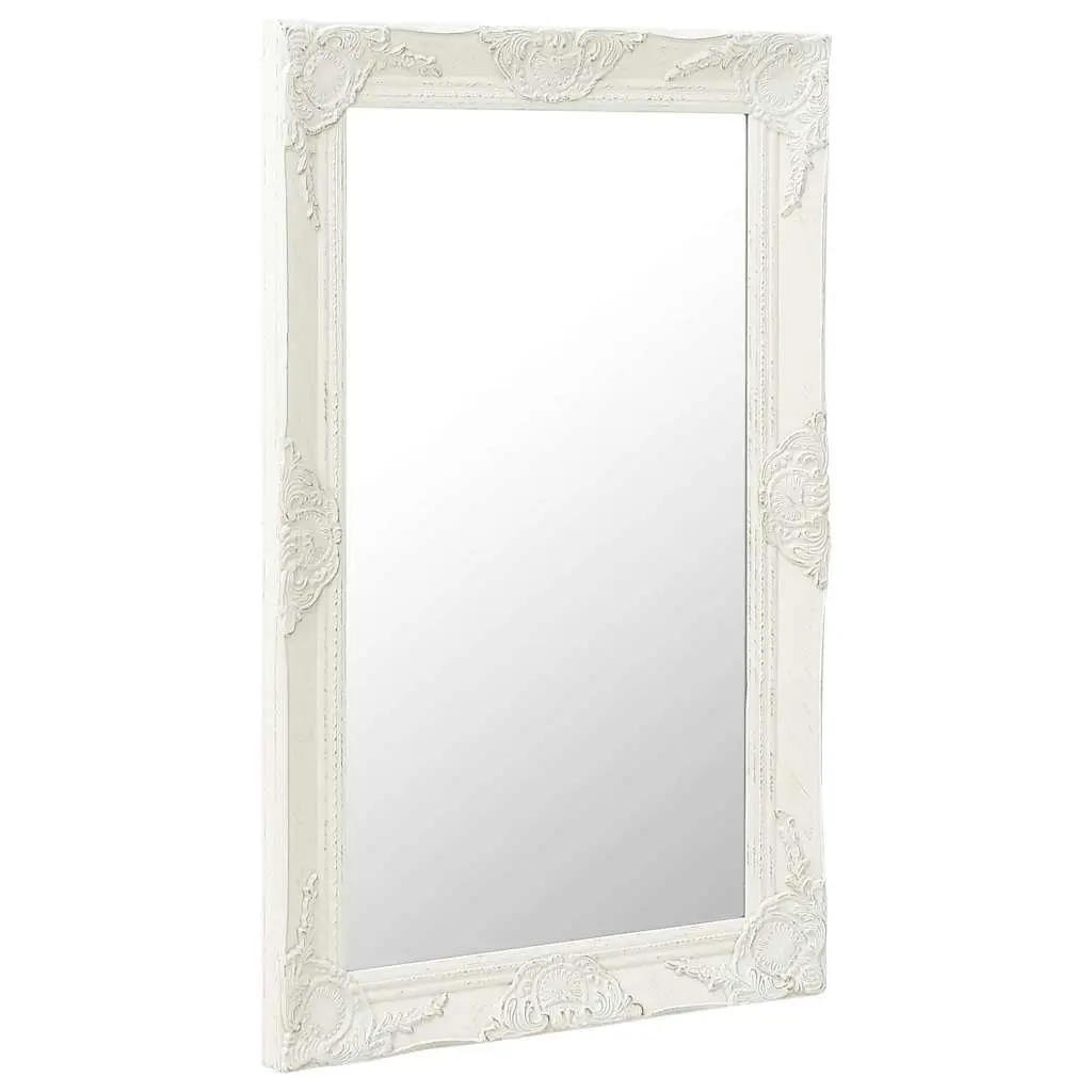 Wall Mirror Baroque Style White Ornate Frame Decorative Bevelled Edge Home Decor