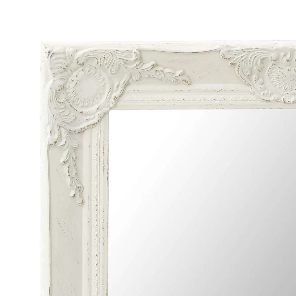 Wall Mirror Baroque Style White Ornate Frame Decorative Bevelled Edge Home Decor