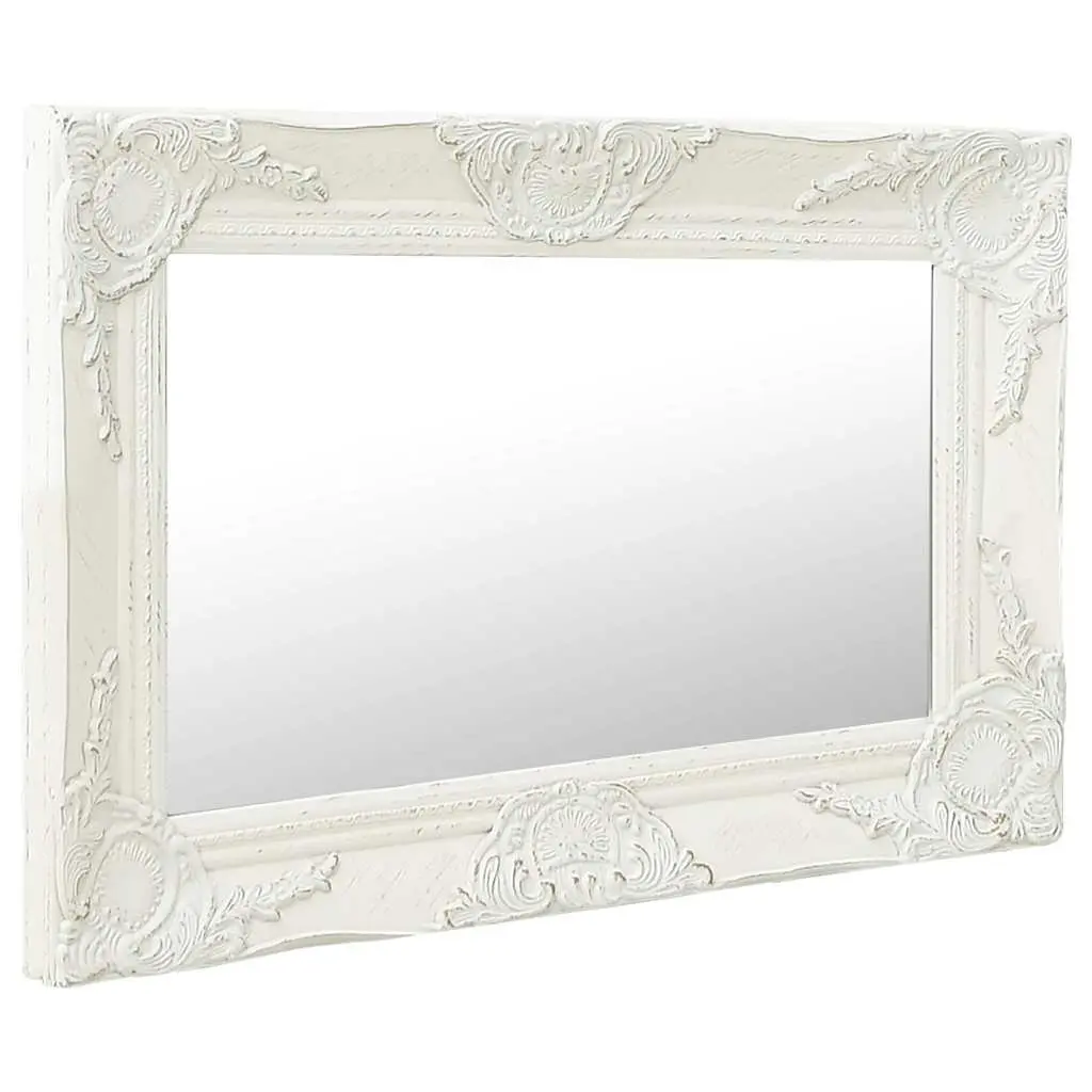 60x40 cm White Wall Mirror with Bevelled Edge