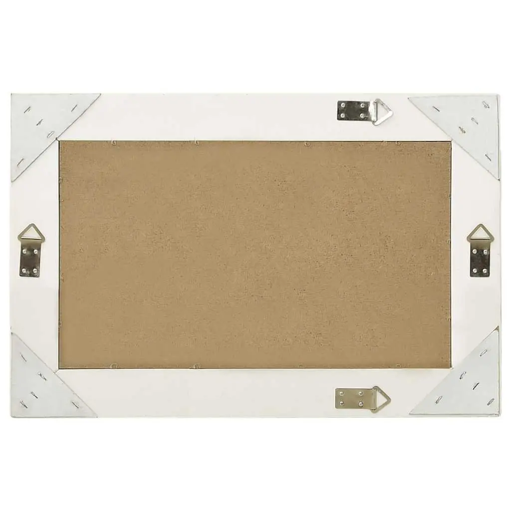 60x40 cm White Wall Mirror with Bevelled Edge