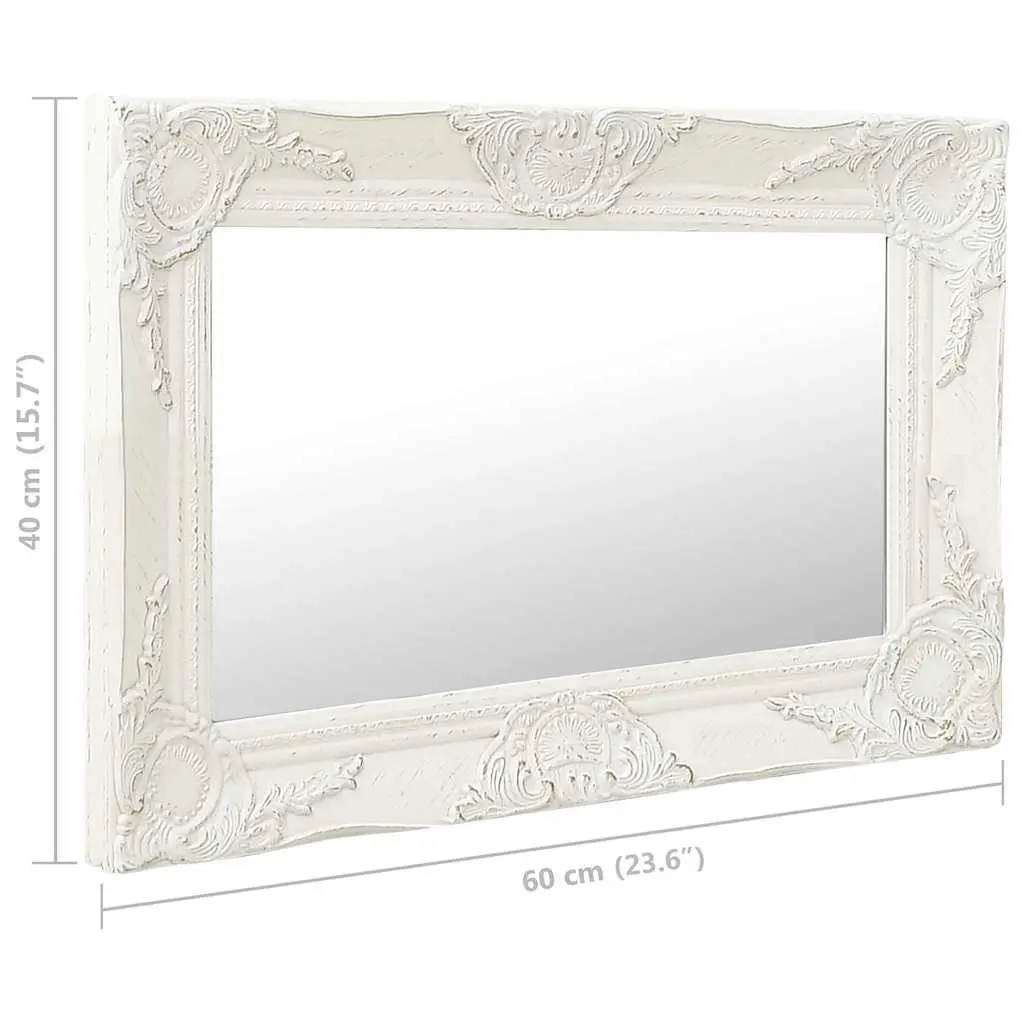 60x40 cm White Wall Mirror with Bevelled Edge