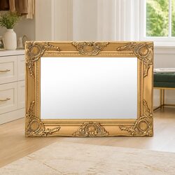60x40 cm Baroque Wall Mirror with Gold Wooden Frame