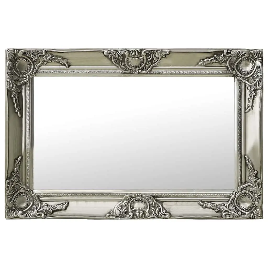 Wall Mirror Bedroom Dressing Room Living Space 60x40 cm Baroque Style Silver Ornate Frame