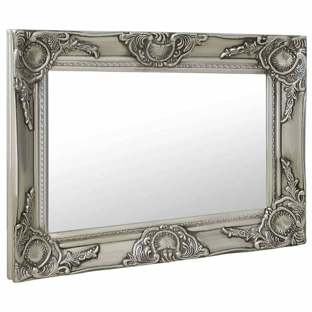 Wall Mirror Bedroom Dressing Room Living Space 60x40 cm Baroque Style Silver Ornate Frame