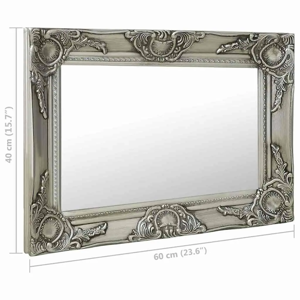 Wall Mirror Bedroom Dressing Room Living Space 60x40 cm Baroque Style Silver Ornate Frame
