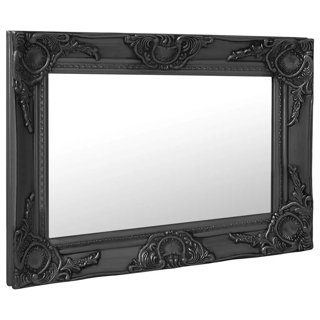 Wall Mirror Baroque Style Bedroom Dressing Room 60x40 cm Black Ornate Frame Decor