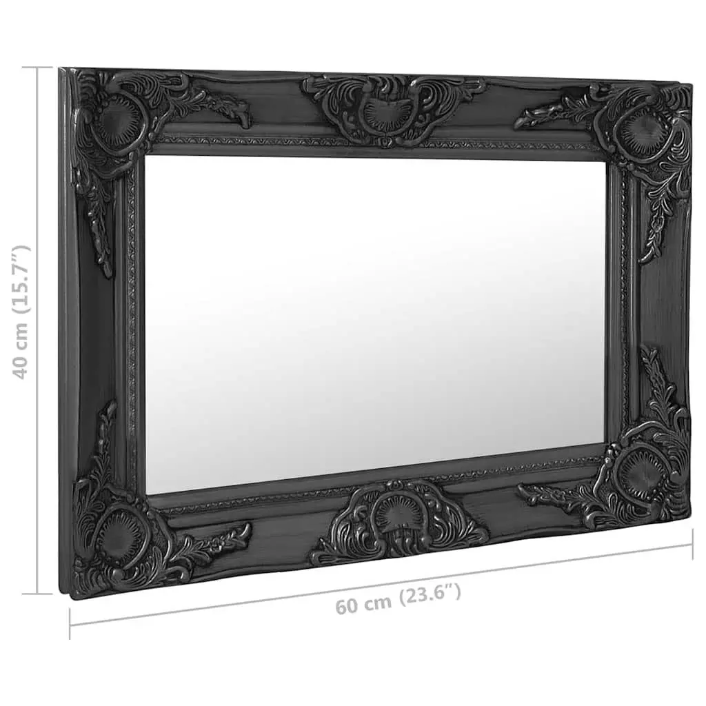 Wall Mirror Baroque Style Bedroom Dressing Room 60x40 cm Black Ornate Frame Decor
