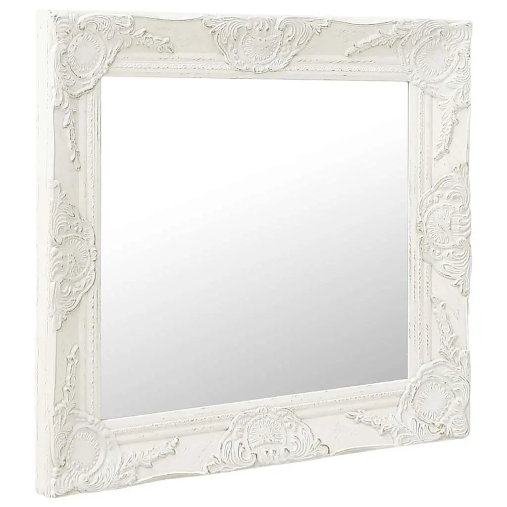 Baroque Style Wall Mirror with Wood Frame, 60x60 cm