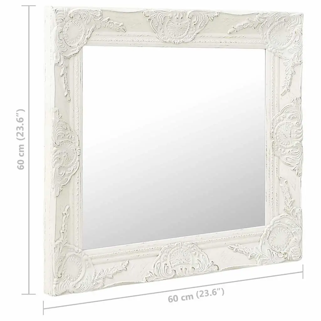 Baroque Style Wall Mirror with Wood Frame, 60x60 cm