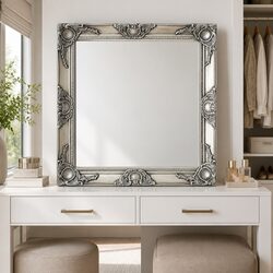 Baroque Silver Frame Wall Mirror - 60 x 60 cm Specs