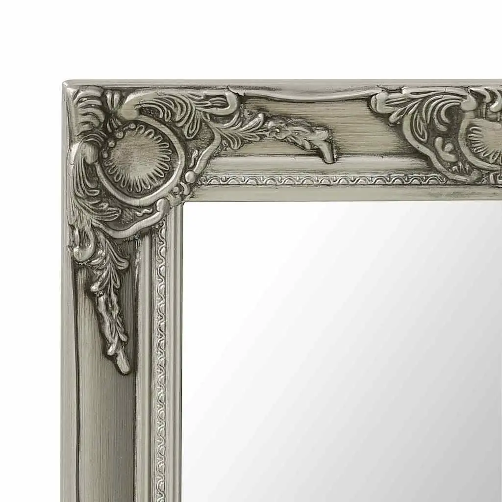 Wall Mirror Baroque Style Silver Frame 60x60 cm Ornate Decor Home Living Room