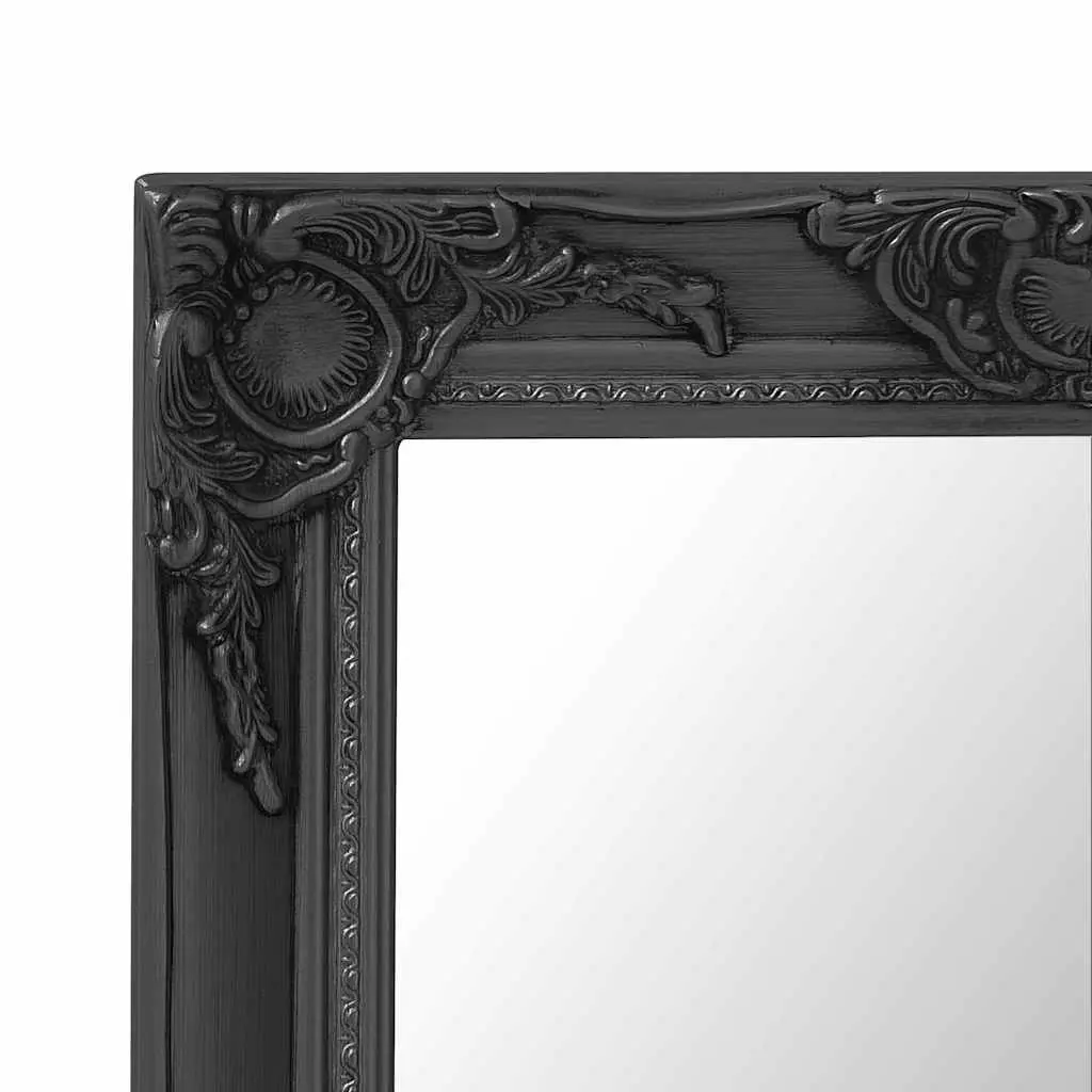 60x60 cm Black Wall Mirror with Ornate Frame