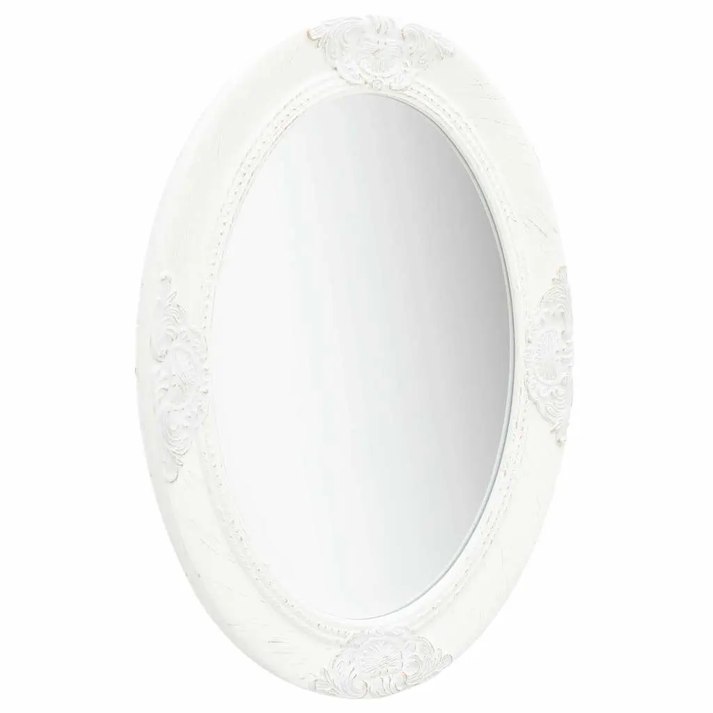50x70 cm White Baroque Wall Mirror