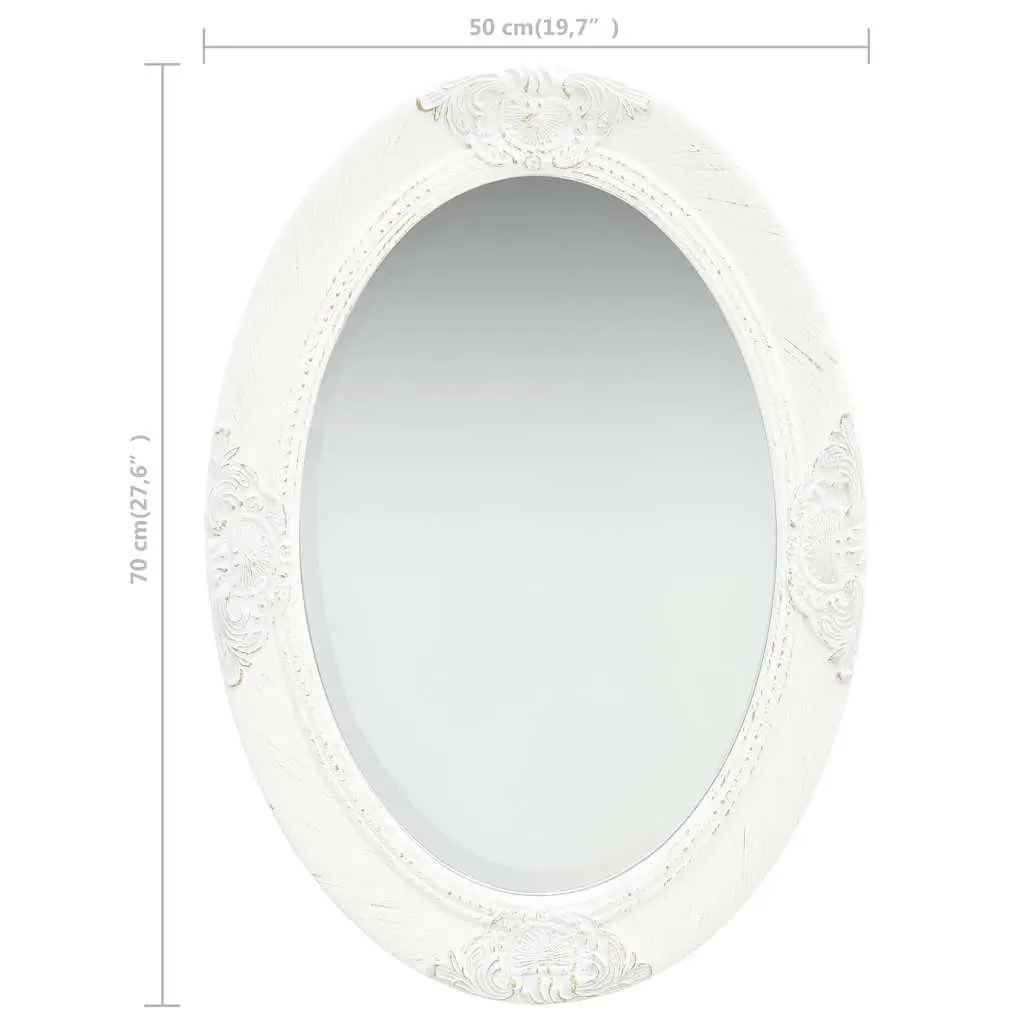 50x70 cm White Baroque Wall Mirror