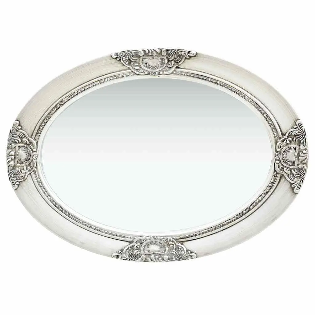 50x70 cm Silver Wall Mirror with Baroque Wooden Frame