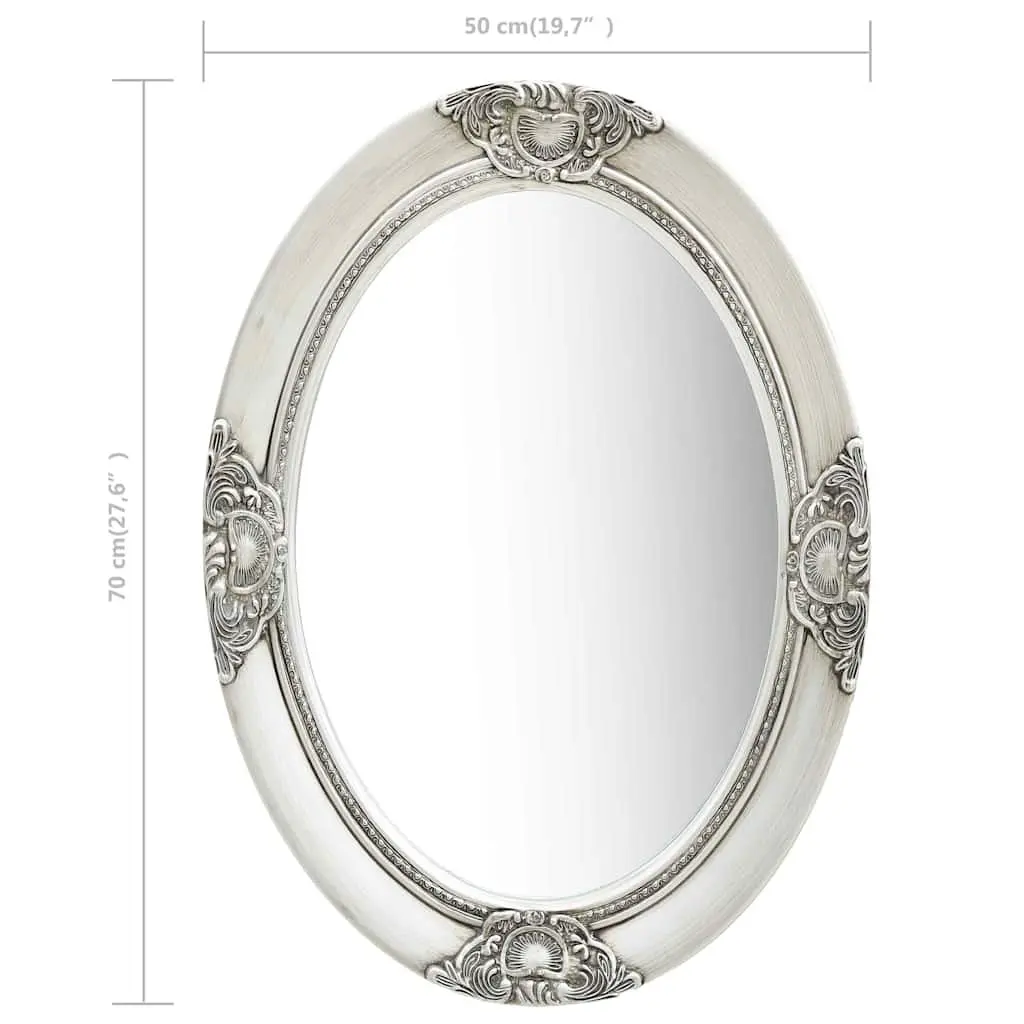 50x70 cm Silver Wall Mirror with Baroque Wooden Frame