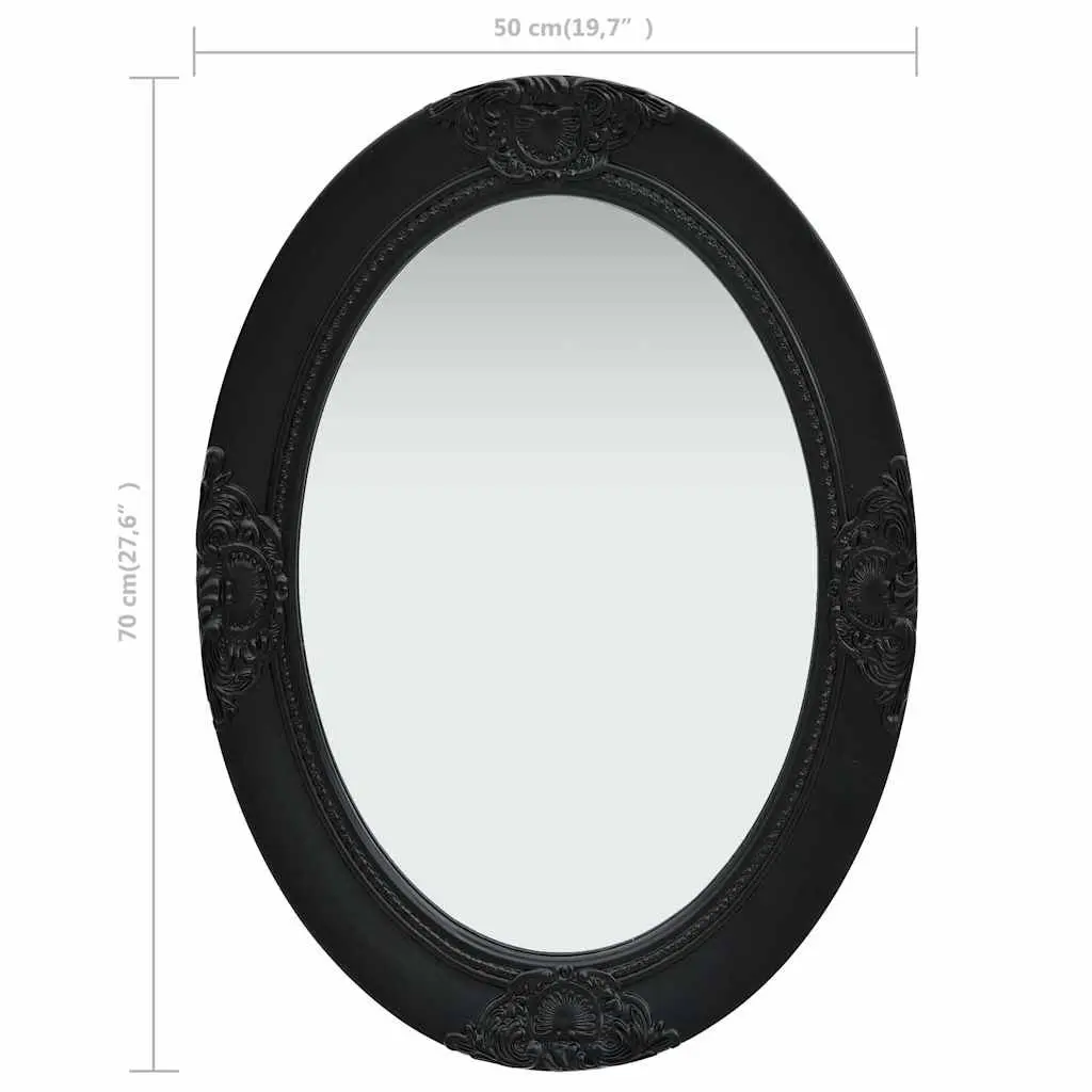 Wall Mirror Baroque Style Black 50x70 cm Ornate Frame Decor Bedroom