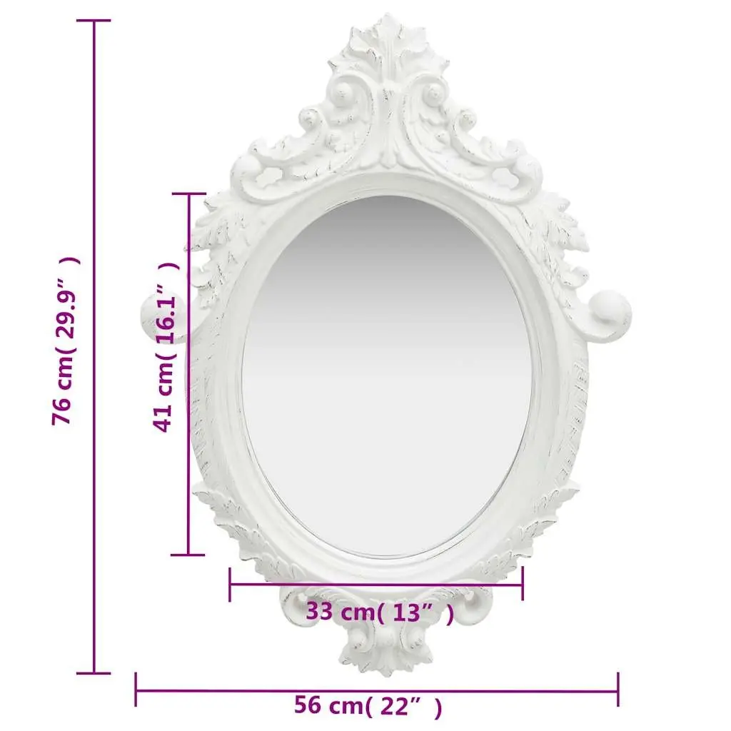 Wall Mirror Dressing Room 56x76 cm White Ornate Frame