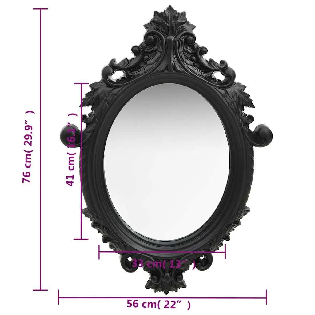 Wall Mirror Bedroom Dressing Room 56x76cm Black Ornate Frame