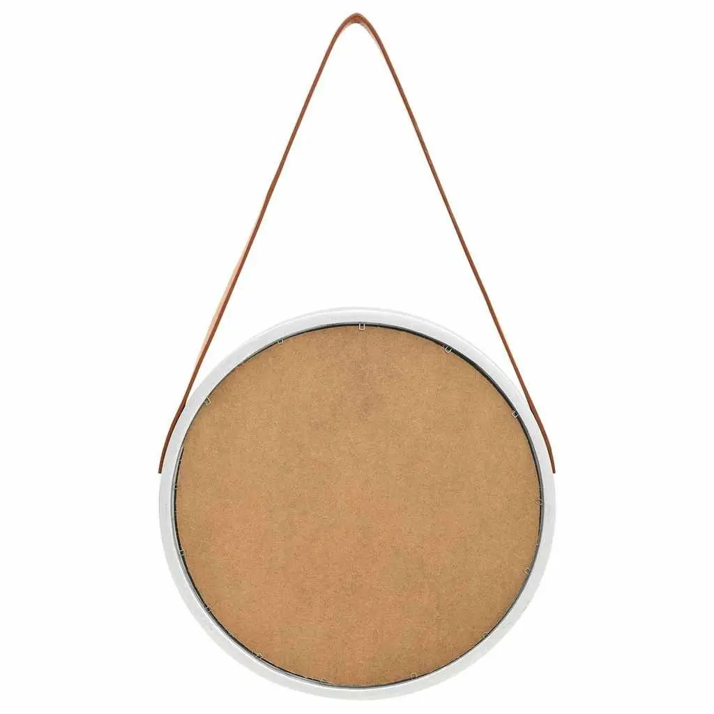 Round Wall Mirror 40cm Silver Hanging Decor Modern Retro Bedroom Living Room