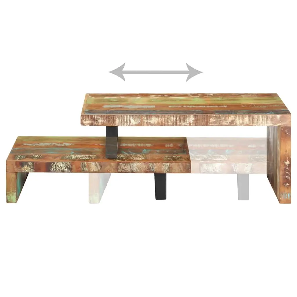 2 Piece Coffee Table Set Living Room Solid Reclaimed Wood Brown