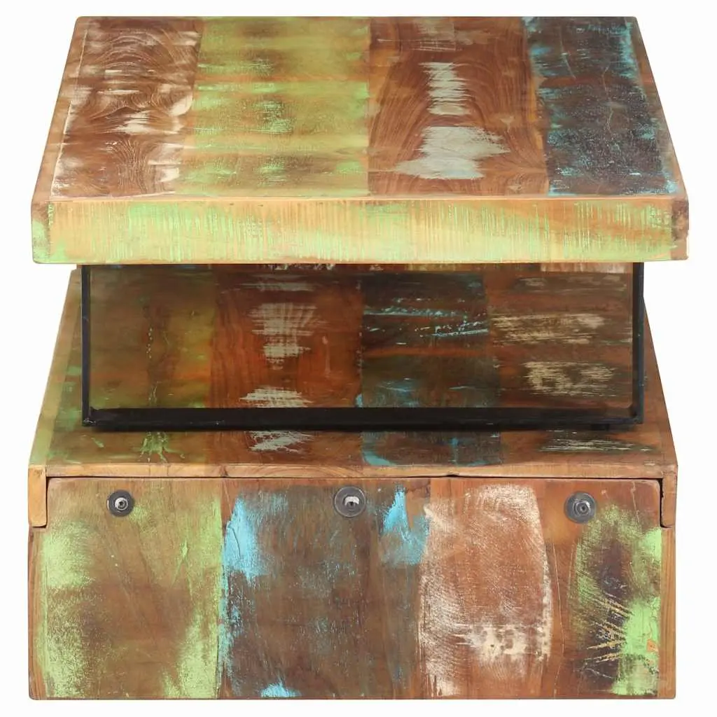 2 Piece Coffee Table Set Living Room Solid Reclaimed Wood Brown