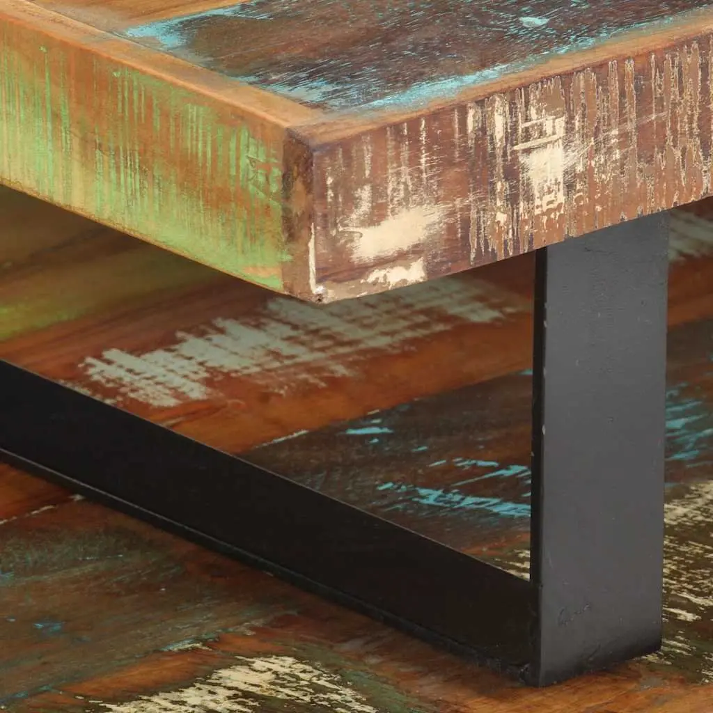 2 Piece Coffee Table Set Living Room Solid Reclaimed Wood Brown