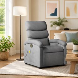Grey Manual Reclining Massage Chair with 6 Vibration Points