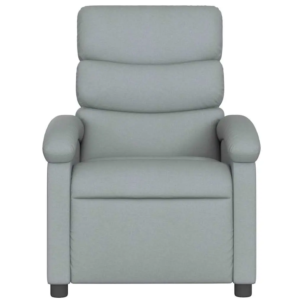 Massage Recliner Chair for Living Room Grey Fabric Manual Reclining 6 Vibration Points