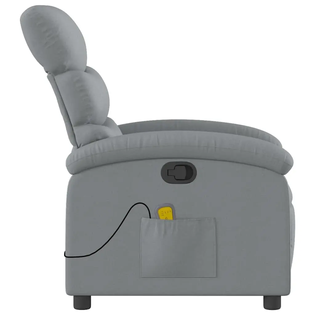 Massage Recliner Chair for Living Room Grey Fabric Manual Reclining 6 Vibration Points