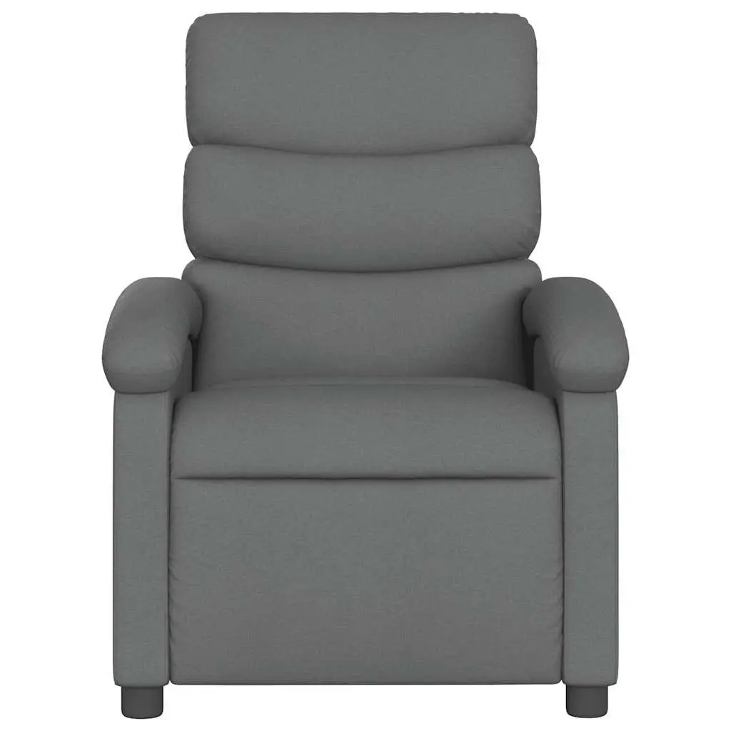 Massage Recliner Chair Living Room Dark Grey Fabric Manual Recline Vibration Armchair