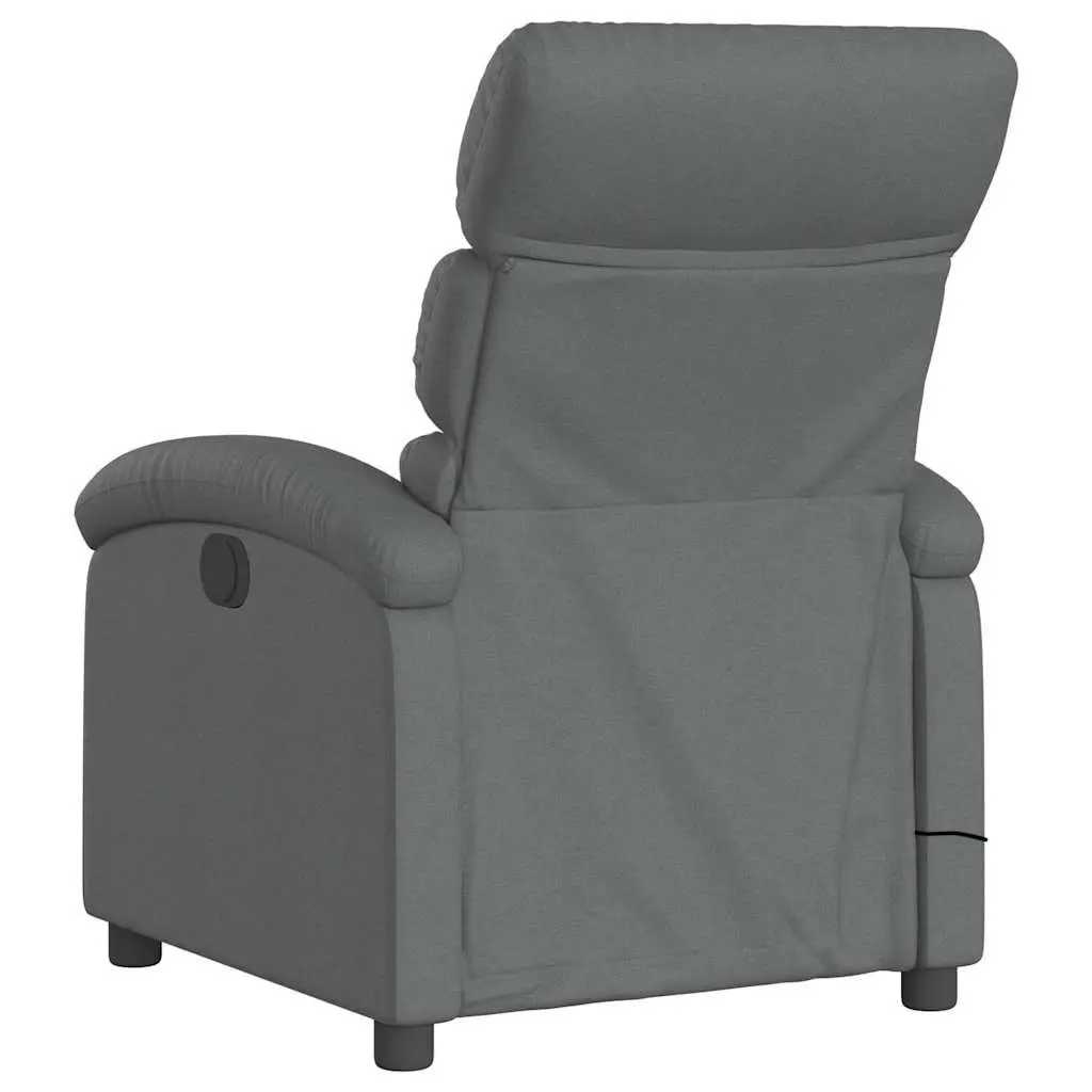 Massage Recliner Chair Living Room Dark Grey Fabric Manual Recline Vibration Armchair