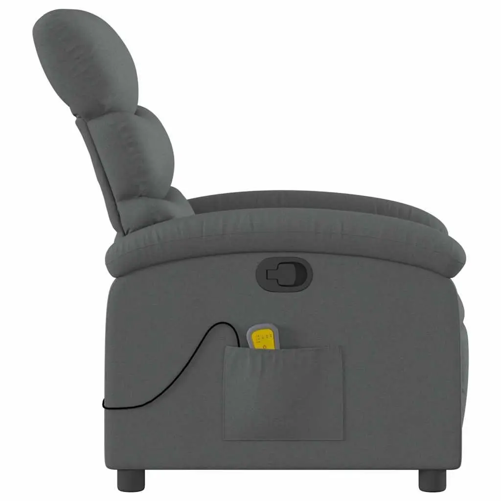 Massage Recliner Chair Living Room Dark Grey Fabric Manual Recline Vibration Armchair