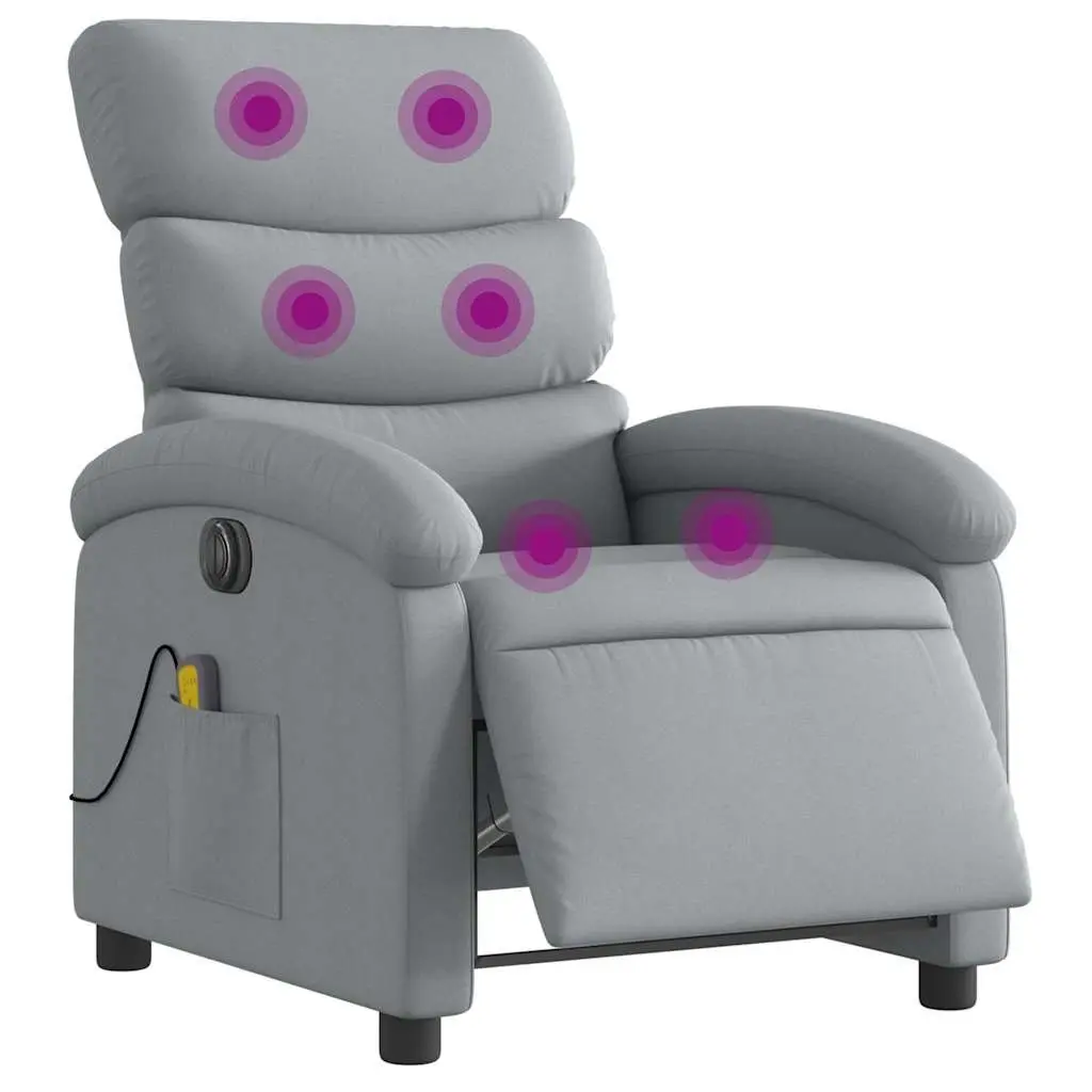 Electric Massage Recliner Chair for Living Room Grey Fabric
