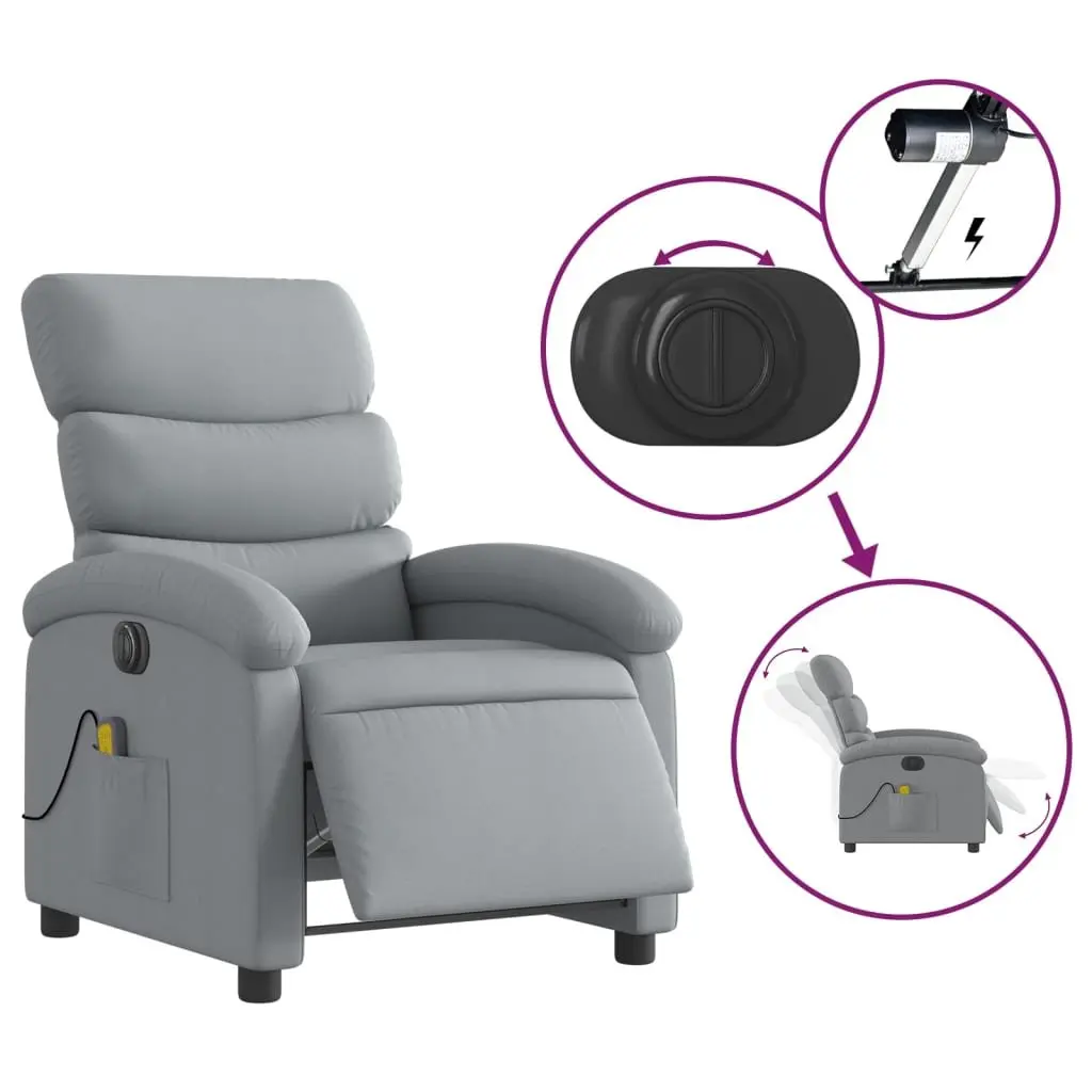 Electric Massage Recliner Chair for Living Room Grey Fabric
