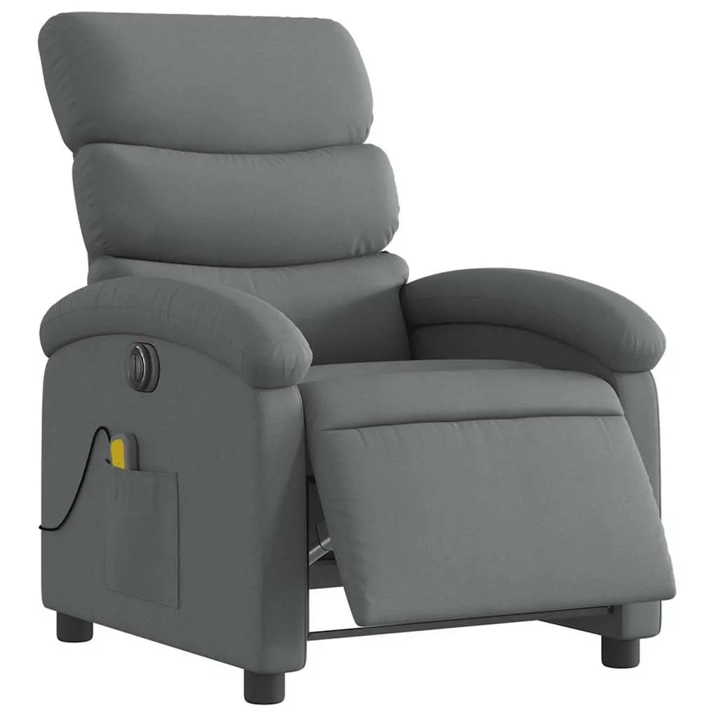 Electric Massage Recliner Chair for Living Room Grey Fabric Adjustable Size