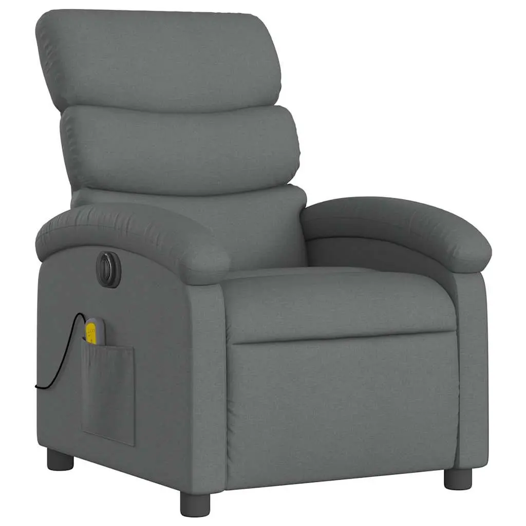 Electric Massage Recliner Chair for Living Room Grey Fabric Adjustable Size